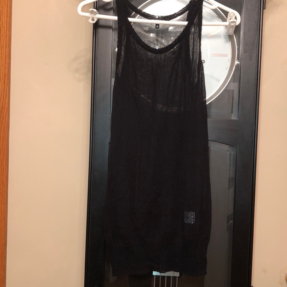 Black sheer long top